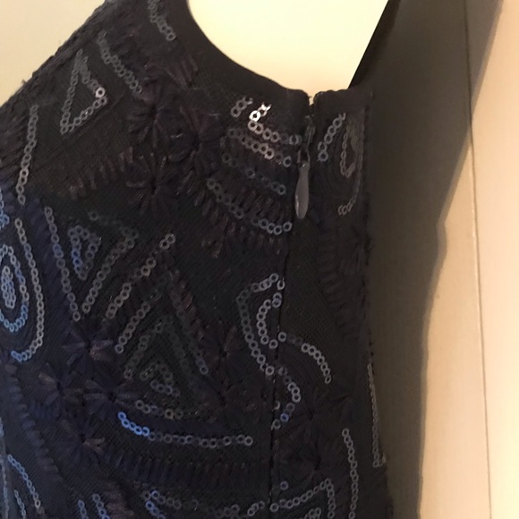 Tahari Navy blue gown with sequined jacket - Picture 3 of 12